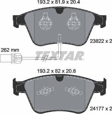 Textar 2382201 - Bremžu uzliku kompl., Disku bremzes ps1.lv