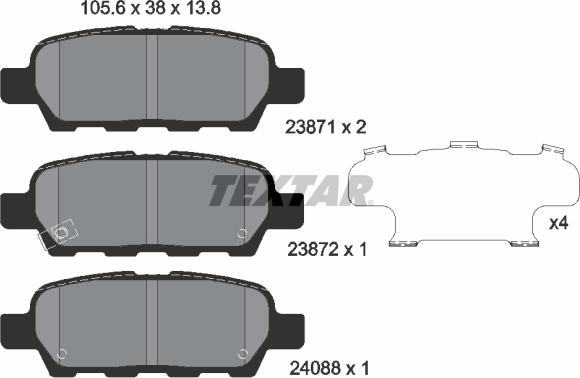 Textar 2387101 - Bremžu uzliku kompl., Disku bremzes ps1.lv