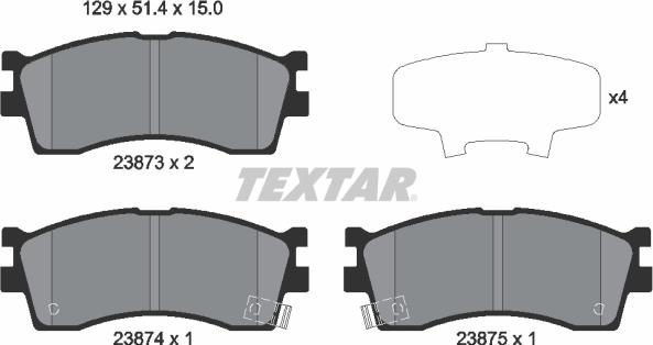 Textar 2387301 - Bremžu uzliku kompl., Disku bremzes ps1.lv