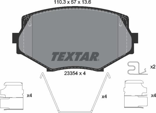 Textar 2335404 - Bremžu uzliku kompl., Disku bremzes ps1.lv