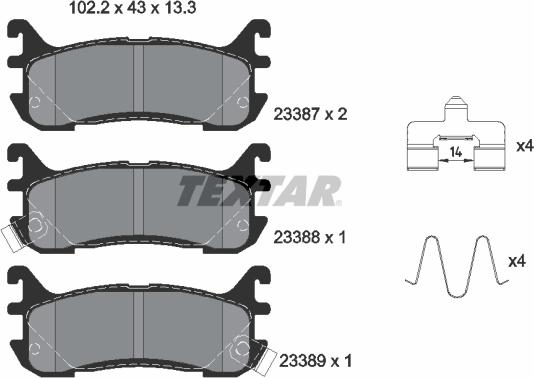 Textar 2338704 - Bremžu uzliku kompl., Disku bremzes ps1.lv