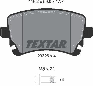 Textar 2332611 - Bremžu uzliku kompl., Disku bremzes ps1.lv