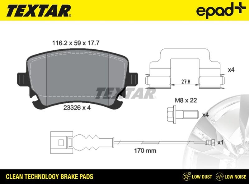 Textar 2332602CP - Bremžu uzliku kompl., Disku bremzes ps1.lv