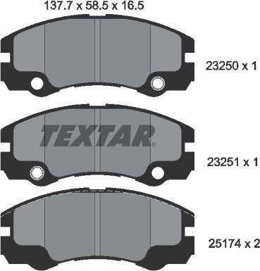 Textar 2325001 - Bremžu uzliku kompl., Disku bremzes ps1.lv