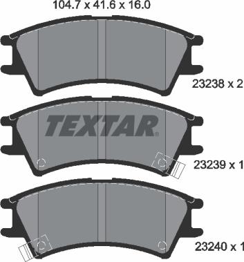 Textar 2323802 - Bremžu uzliku kompl., Disku bremzes ps1.lv