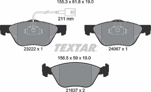 Textar 2322201 - Bremžu uzliku kompl., Disku bremzes ps1.lv