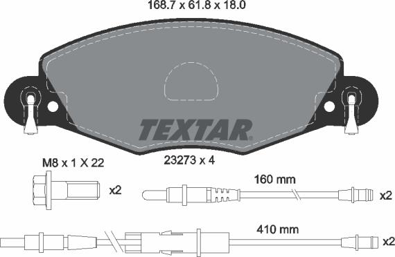 Textar 2327301 - Bremžu uzliku kompl., Disku bremzes ps1.lv