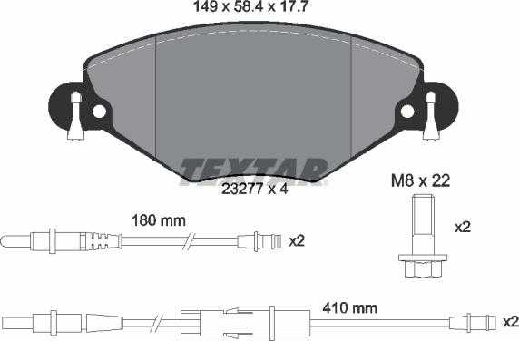 Textar 2327701 - Bremžu uzliku kompl., Disku bremzes ps1.lv