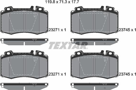 Textar 2374502 - Bremžu uzliku kompl., Disku bremzes ps1.lv