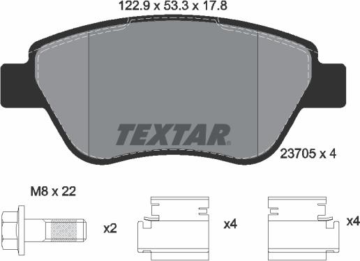 Textar 2370503 - Bremžu uzliku kompl., Disku bremzes ps1.lv