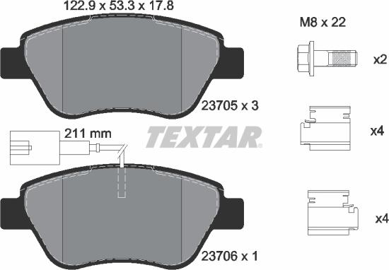 Textar 2370502 - Bremžu uzliku kompl., Disku bremzes ps1.lv