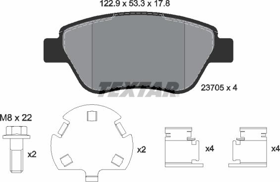 Textar 2370507 - Bremžu uzliku kompl., Disku bremzes ps1.lv