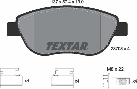 Textar 2370803 - Bremžu uzliku kompl., Disku bremzes ps1.lv