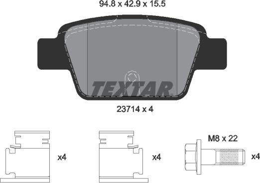 Textar 2371401 - Bremžu uzliku kompl., Disku bremzes ps1.lv