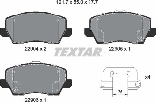 Textar 2290401 - Bremžu uzliku kompl., Disku bremzes ps1.lv