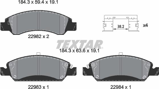 Textar 2298201 - Bremžu uzliku kompl., Disku bremzes ps1.lv