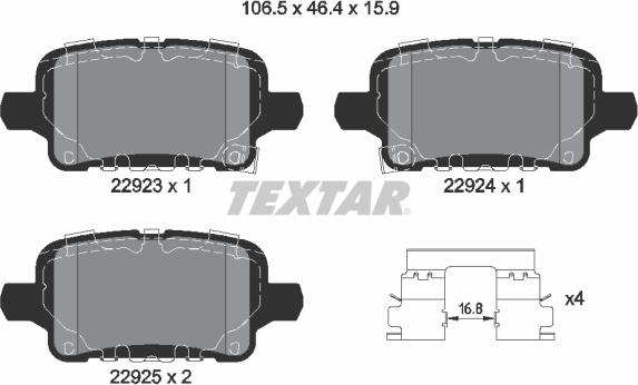 Textar 2292301 - Bremžu uzliku kompl., Disku bremzes ps1.lv