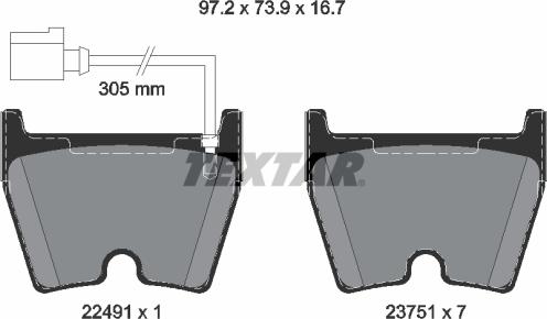 Textar 2249101 - Bremžu uzliku kompl., Disku bremzes ps1.lv