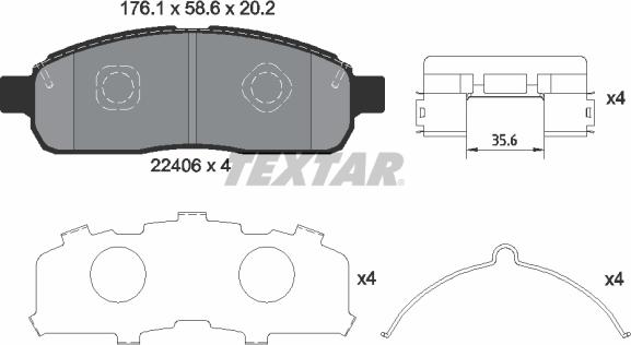 Textar 2240601 - Bremžu uzliku kompl., Disku bremzes ps1.lv