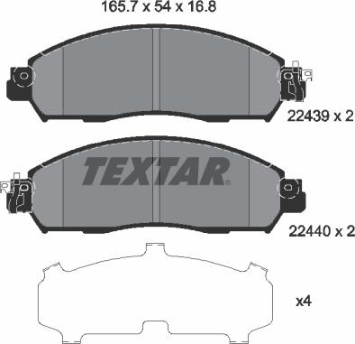 Textar 2243901 - Bremžu uzliku kompl., Disku bremzes ps1.lv