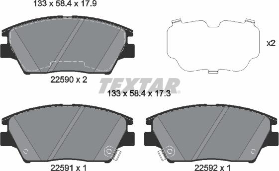 Textar 2259001 - Bremžu uzliku kompl., Disku bremzes ps1.lv