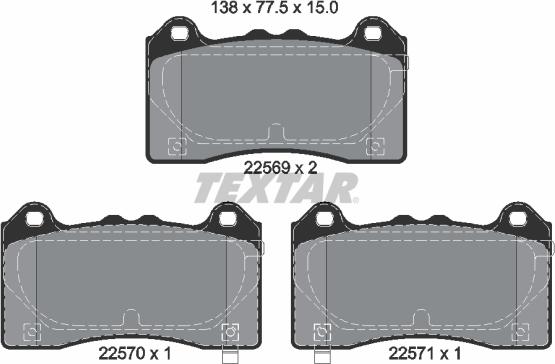 Textar 2256901 - Bremžu uzliku kompl., Disku bremzes ps1.lv