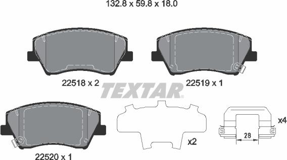 Textar 2251801 - Bremžu uzliku kompl., Disku bremzes ps1.lv