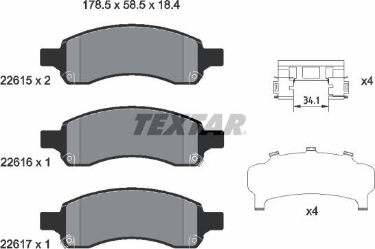 Textar 2261501 - Bremžu uzliku kompl., Disku bremzes ps1.lv