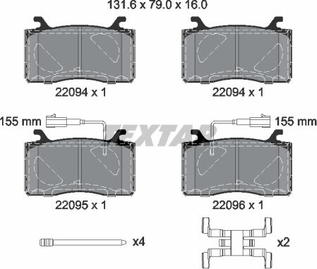 Textar 2209401 - Bremžu uzliku kompl., Disku bremzes ps1.lv