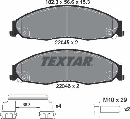 Textar 2204501 - Bremžu uzliku kompl., Disku bremzes ps1.lv