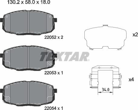 Textar 2205203 - Bremžu uzliku kompl., Disku bremzes ps1.lv