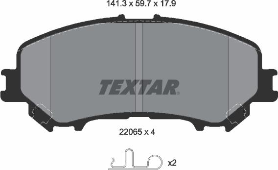 Textar 2206501 - Bremžu uzliku kompl., Disku bremzes ps1.lv