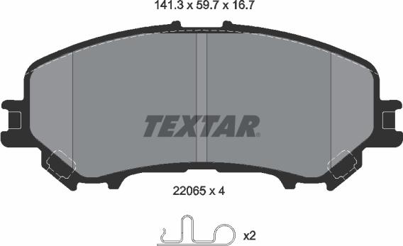 Textar 2206503 - Bremžu uzliku kompl., Disku bremzes ps1.lv