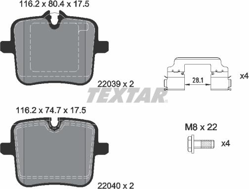 Textar 2203901 - Bremžu uzliku kompl., Disku bremzes ps1.lv