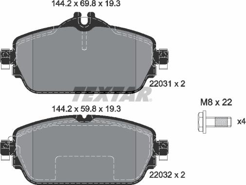 Textar 2203102 - Bremžu uzliku kompl., Disku bremzes ps1.lv