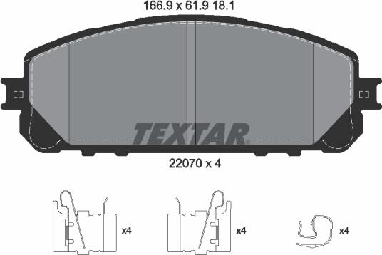 Textar 2207001 - Bremžu uzliku kompl., Disku bremzes ps1.lv