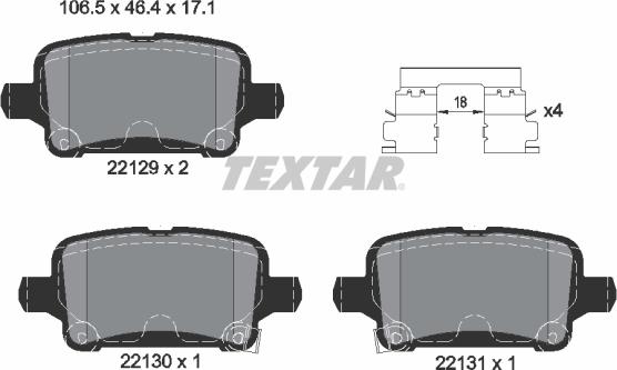 Textar 2212901 - Bremžu uzliku kompl., Disku bremzes ps1.lv