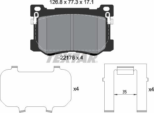 Textar 2217601 - Bremžu uzliku kompl., Disku bremzes ps1.lv