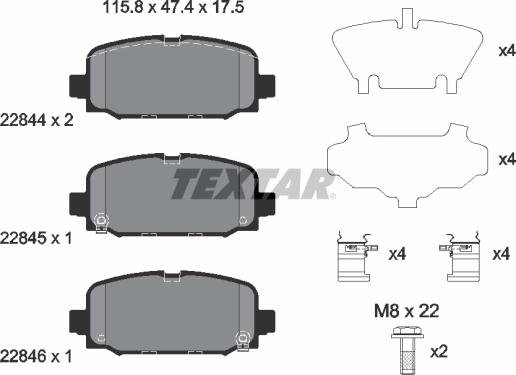 Textar 2284401 - Bremžu uzliku kompl., Disku bremzes ps1.lv