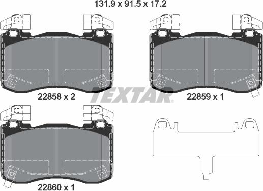 Textar 2285801 - Bremžu uzliku kompl., Disku bremzes ps1.lv