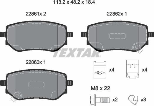 Textar 2286101 - Bremžu uzliku kompl., Disku bremzes ps1.lv