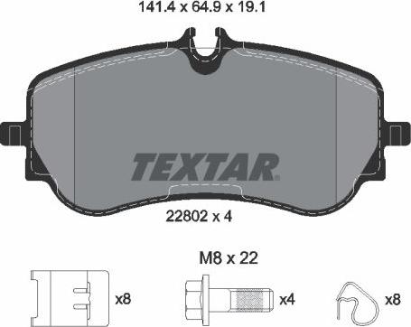 Textar 2280201 - Bremžu uzliku kompl., Disku bremzes ps1.lv