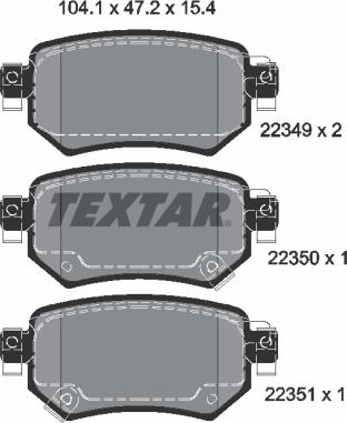 Textar 2234901 - Bremžu uzliku kompl., Disku bremzes ps1.lv