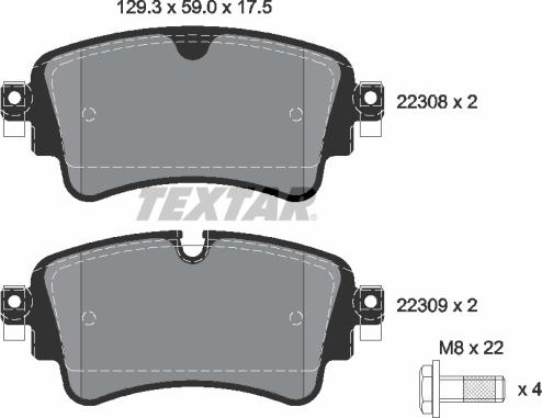 Textar 2230801 - Bremžu uzliku kompl., Disku bremzes ps1.lv