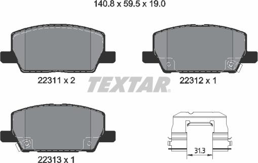 Textar 2231102 - Bremžu uzliku kompl., Disku bremzes ps1.lv