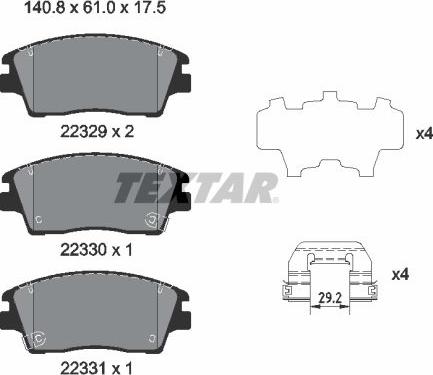 Textar 2232901 - Bremžu uzliku kompl., Disku bremzes ps1.lv