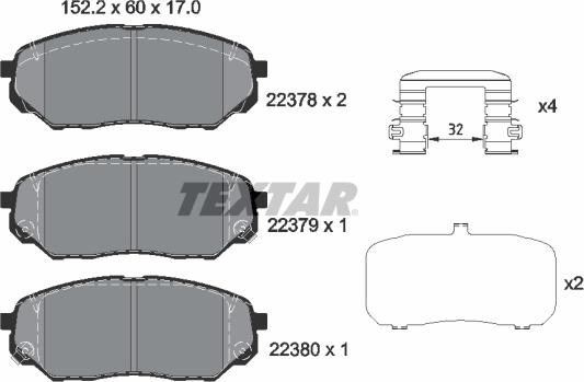 Textar 2237801 - Bremžu uzliku kompl., Disku bremzes ps1.lv