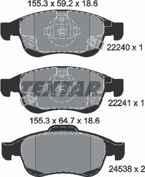 Textar 2224001 - Bremžu uzliku kompl., Disku bremzes ps1.lv