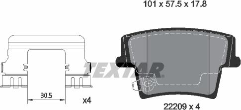 Textar 2220901 - Bremžu uzliku kompl., Disku bremzes ps1.lv