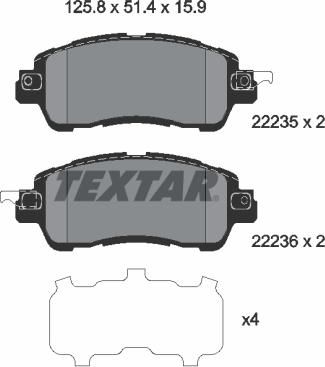 Textar 2223501 - Bremžu uzliku kompl., Disku bremzes ps1.lv